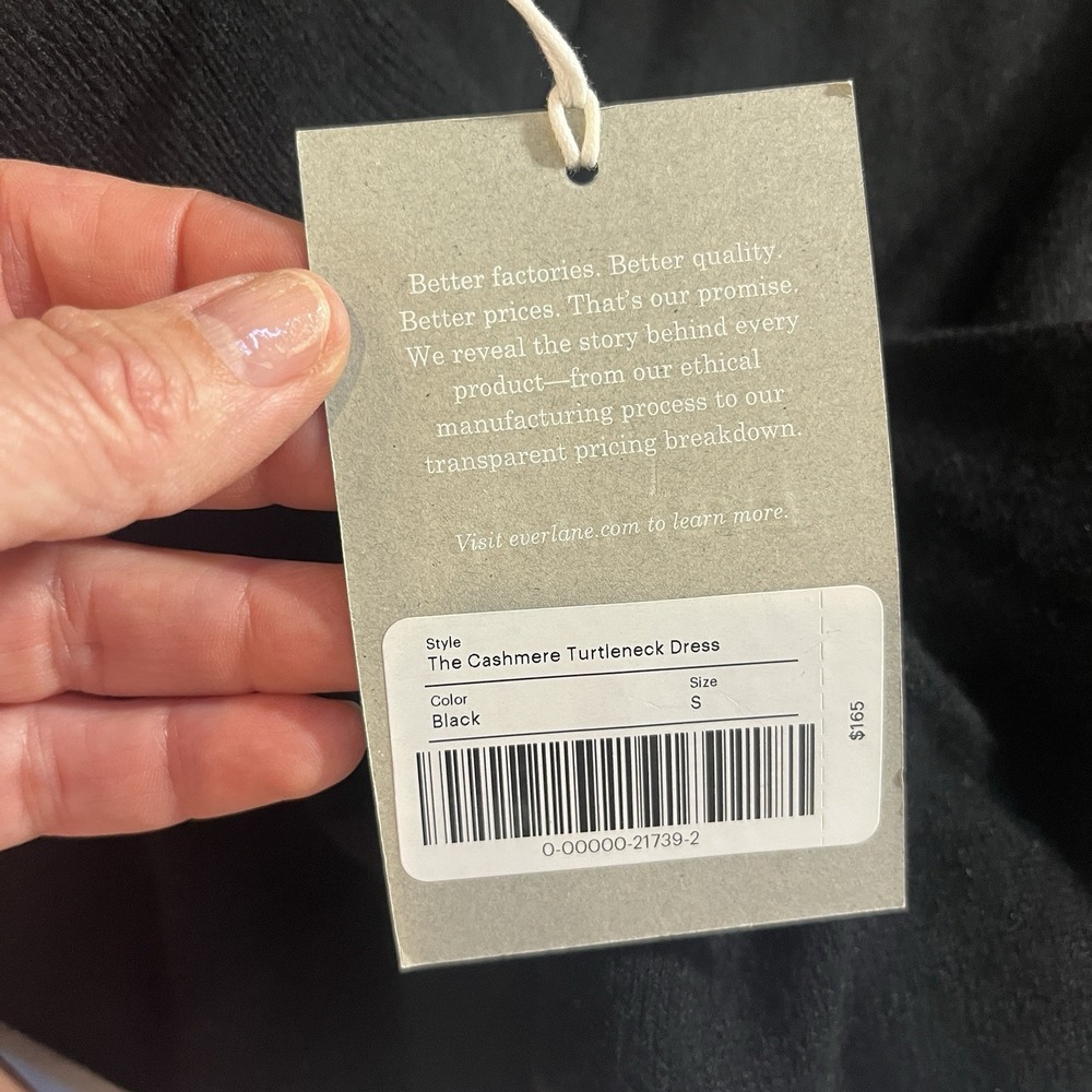 EVERLANE Cashmere Turtleneck Sweater Dress Black Small New W/Tag Retail $165 - Picture 7 of 10